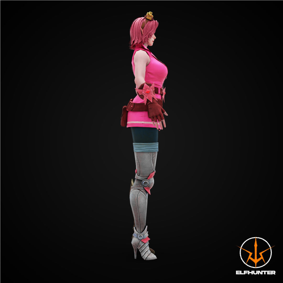 EXCLUSIVE ELF HUNTER EDITION RIGGED CHARACTER ELF STEAM PUNK Low-poly 3D model_3