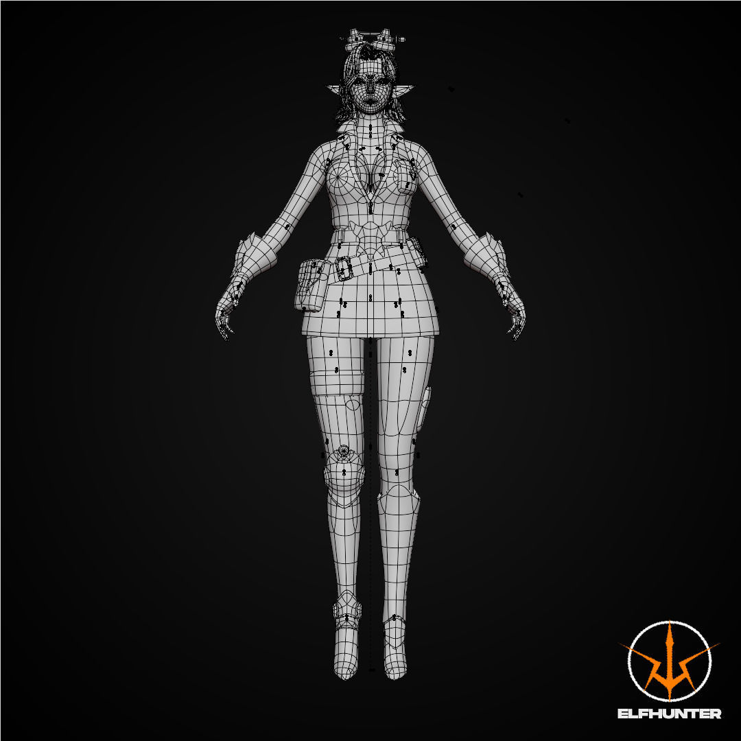 EXCLUSIVE ELF HUNTER EDITION RIGGED CHARACTER ELF STEAM PUNK Low-poly 3D model_14