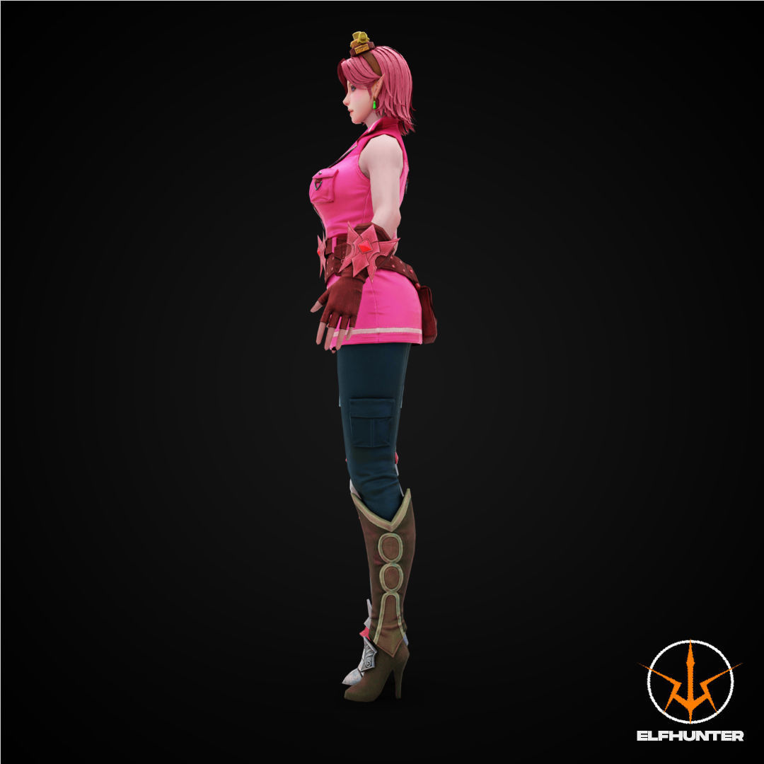 EXCLUSIVE ELF HUNTER EDITION RIGGED CHARACTER ELF STEAM PUNK Low-poly 3D model_5