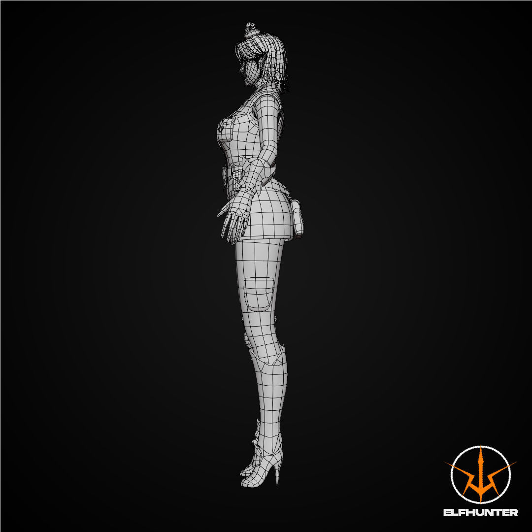 EXCLUSIVE ELF HUNTER EDITION RIGGED CHARACTER ELF STEAM PUNK Low-poly 3D model_13
