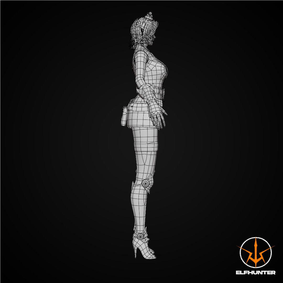 EXCLUSIVE ELF HUNTER EDITION RIGGED CHARACTER ELF STEAM PUNK Low-poly 3D model_11
