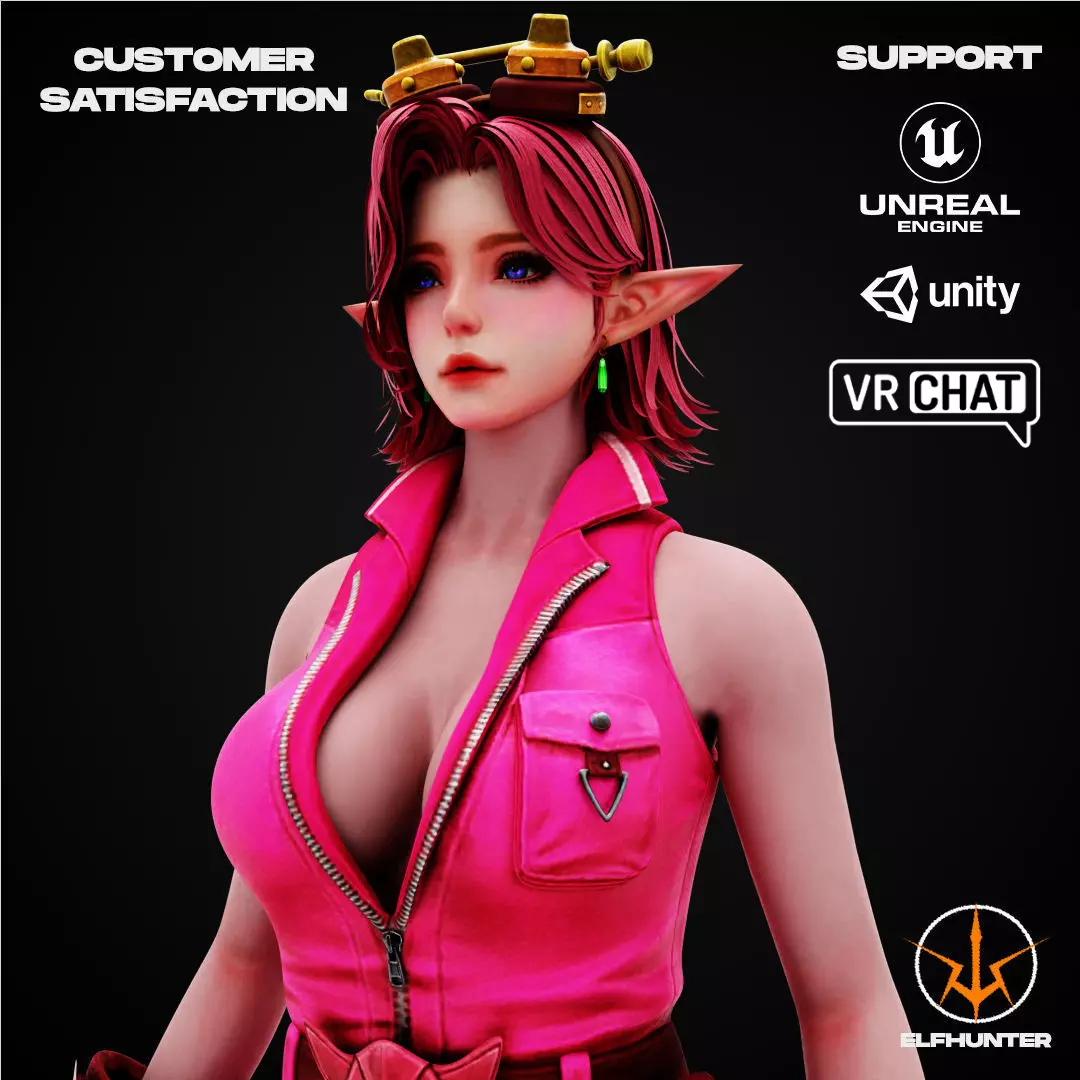 EXCLUSIVE ELF HUNTER EDITION RIGGED CHARACTER ELF STEAM PUNK Low-poly 3D model_0