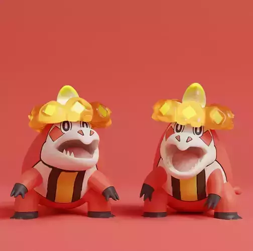 Pokemon - Crocalor with 2 poses 3D print model