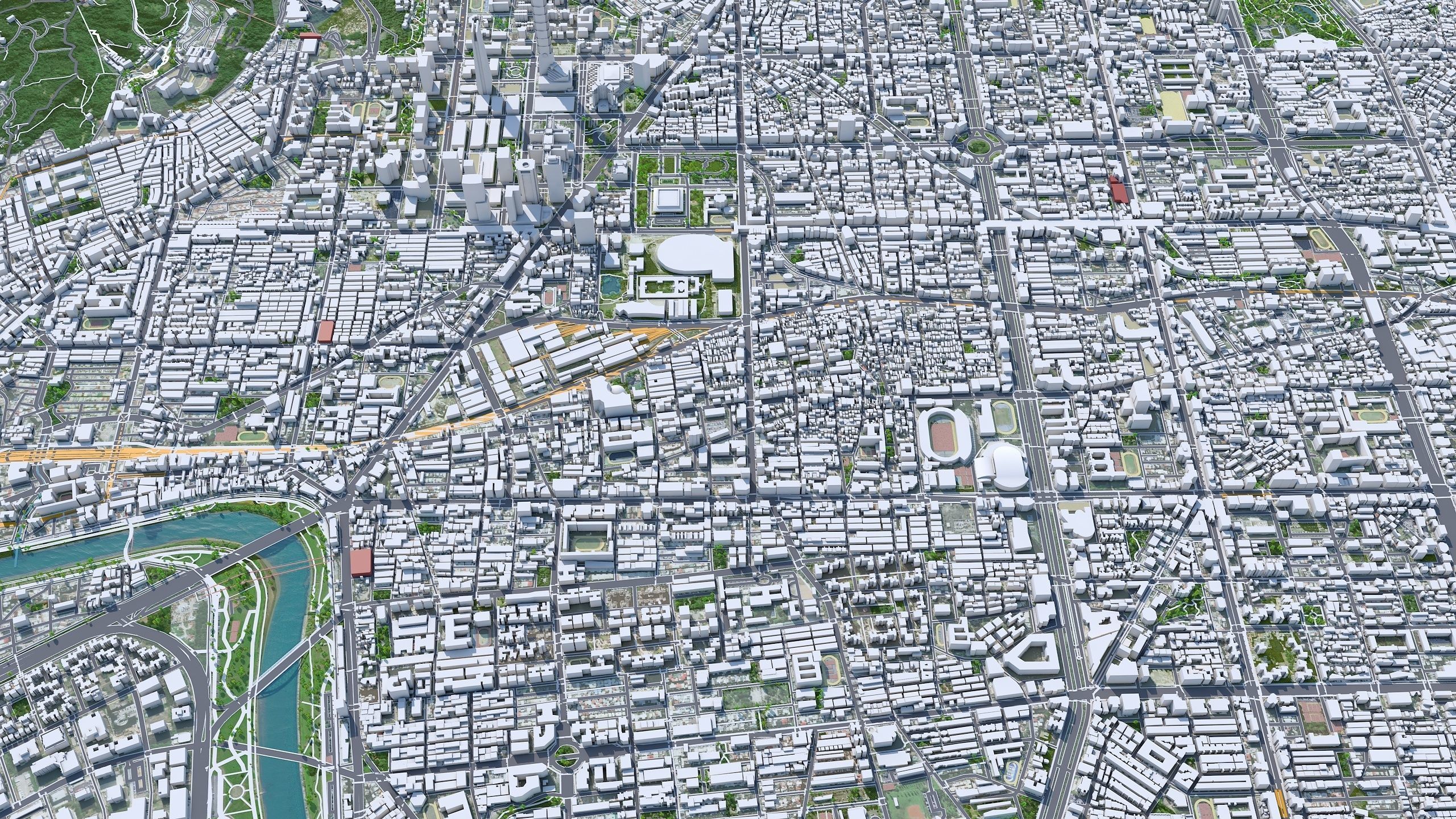 Taipei Downtown Taiwan Low-poly 3D model_4
