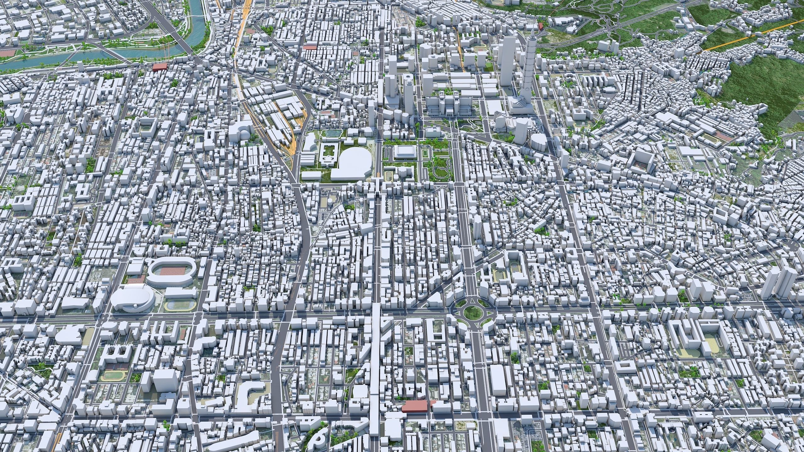 Taipei Downtown Taiwan Low-poly 3D model_5