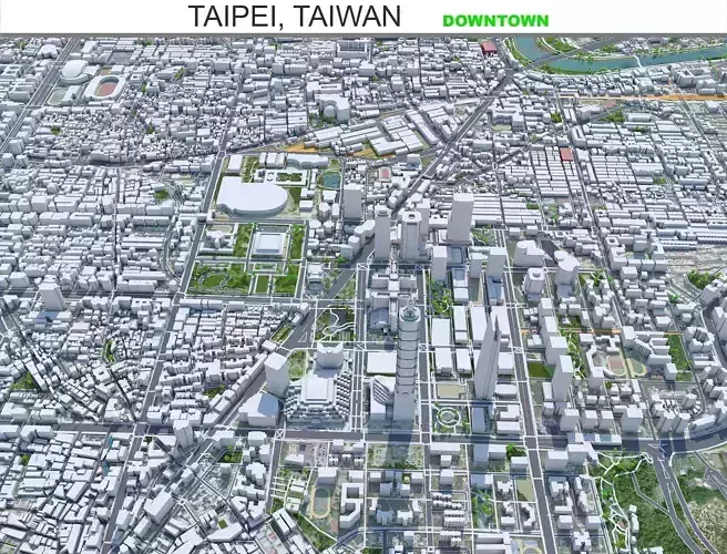Taipei Downtown Taiwan Low-poly 3D model