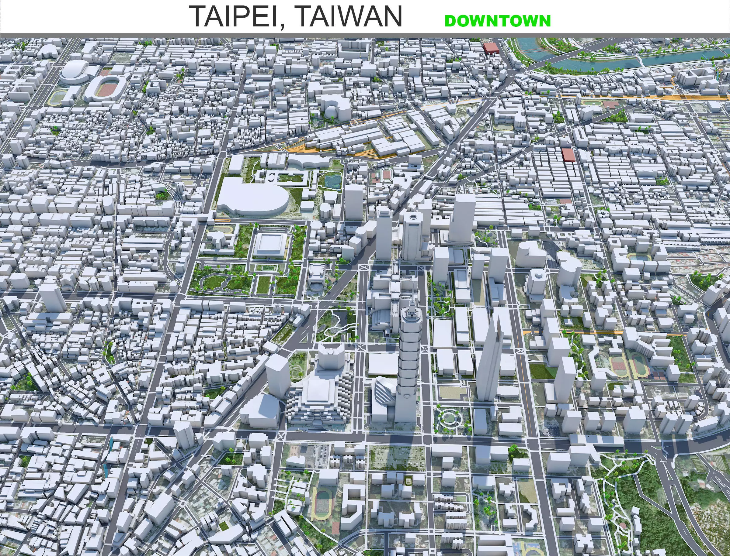 Taipei Downtown Taiwan Low-poly 3D model_0