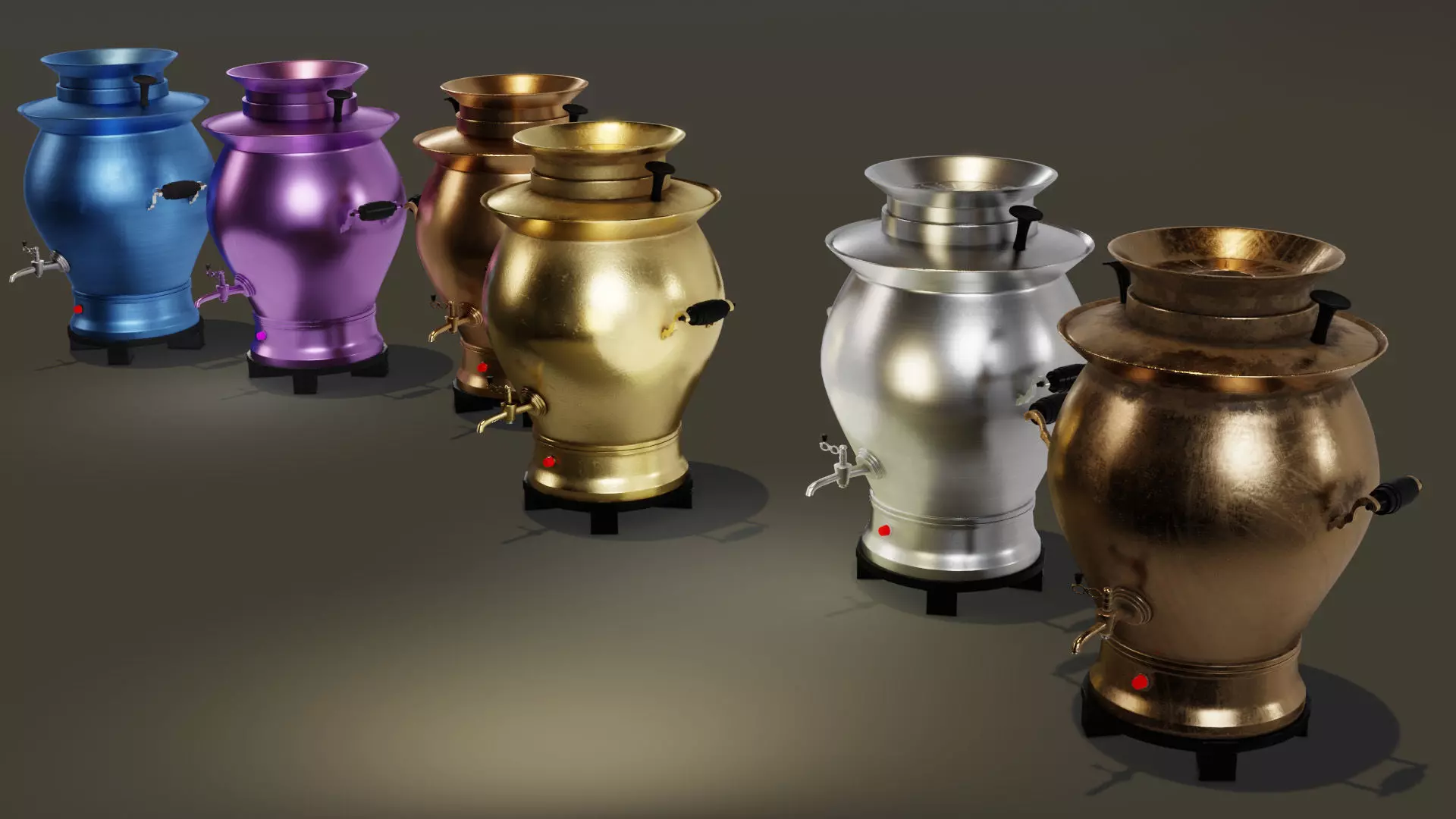 Samovar 2 pack Low-poly 3D model_0