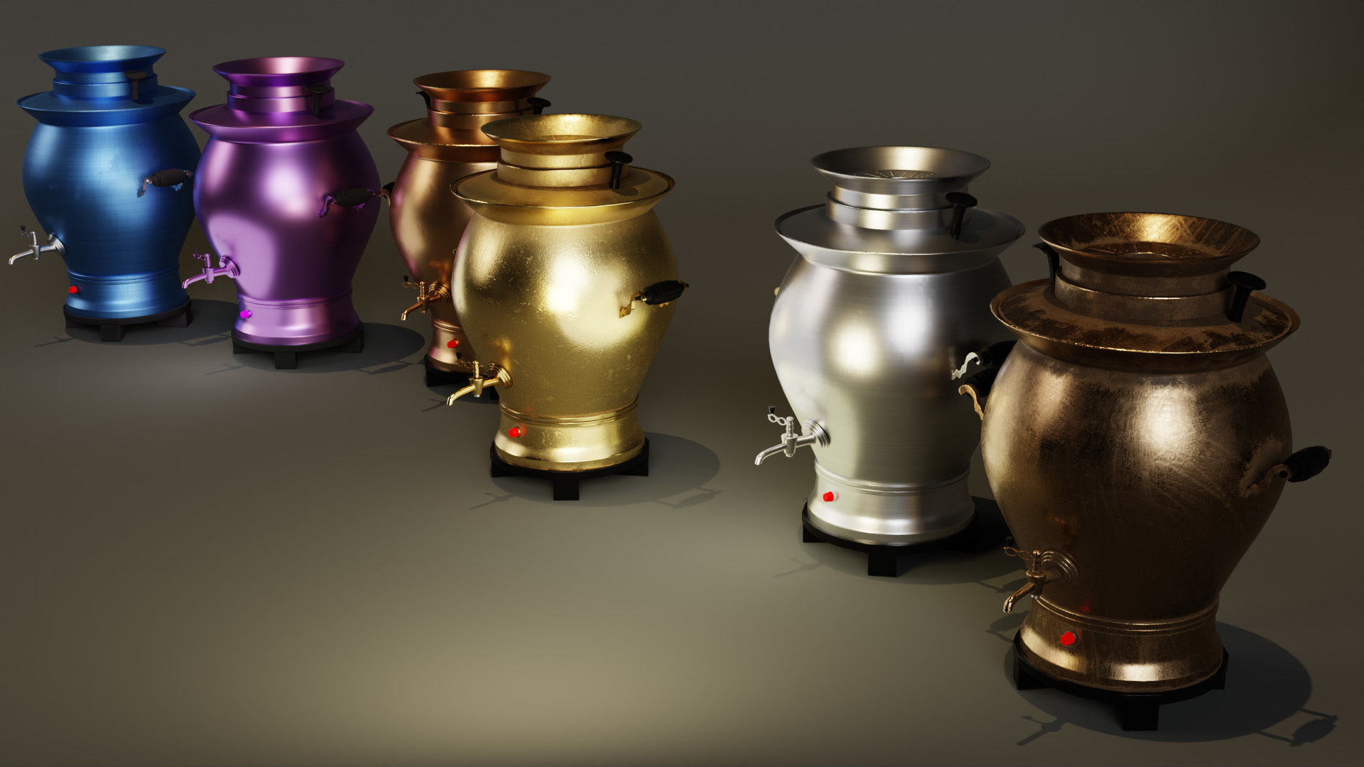Samovar 2 pack Low-poly 3D model_8