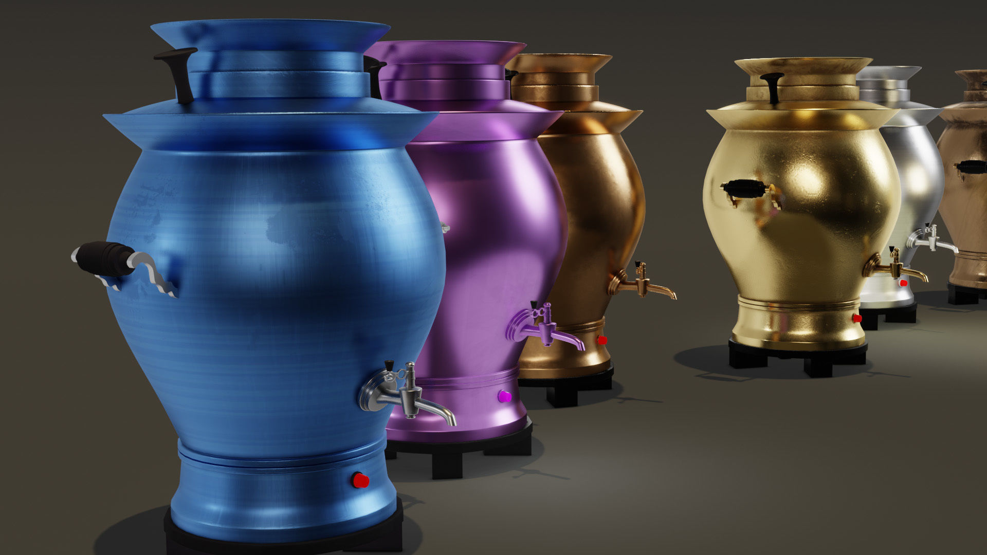 Samovar 2 pack Low-poly 3D model_7