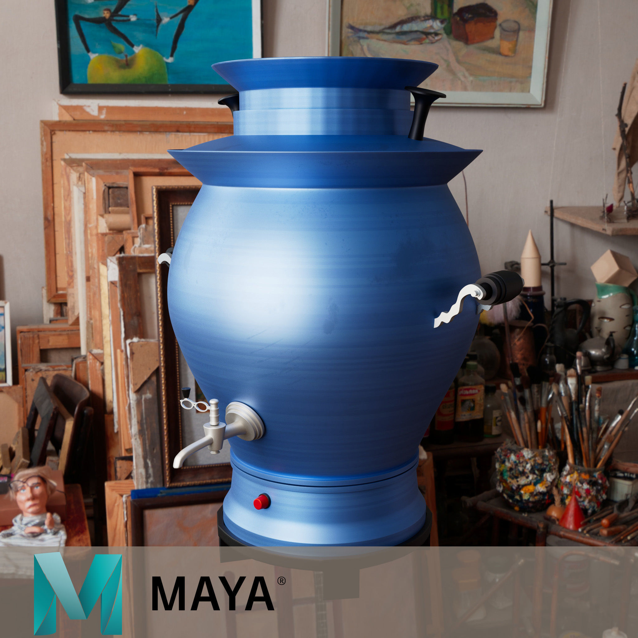 Samovar 2 pack Low-poly 3D model_3