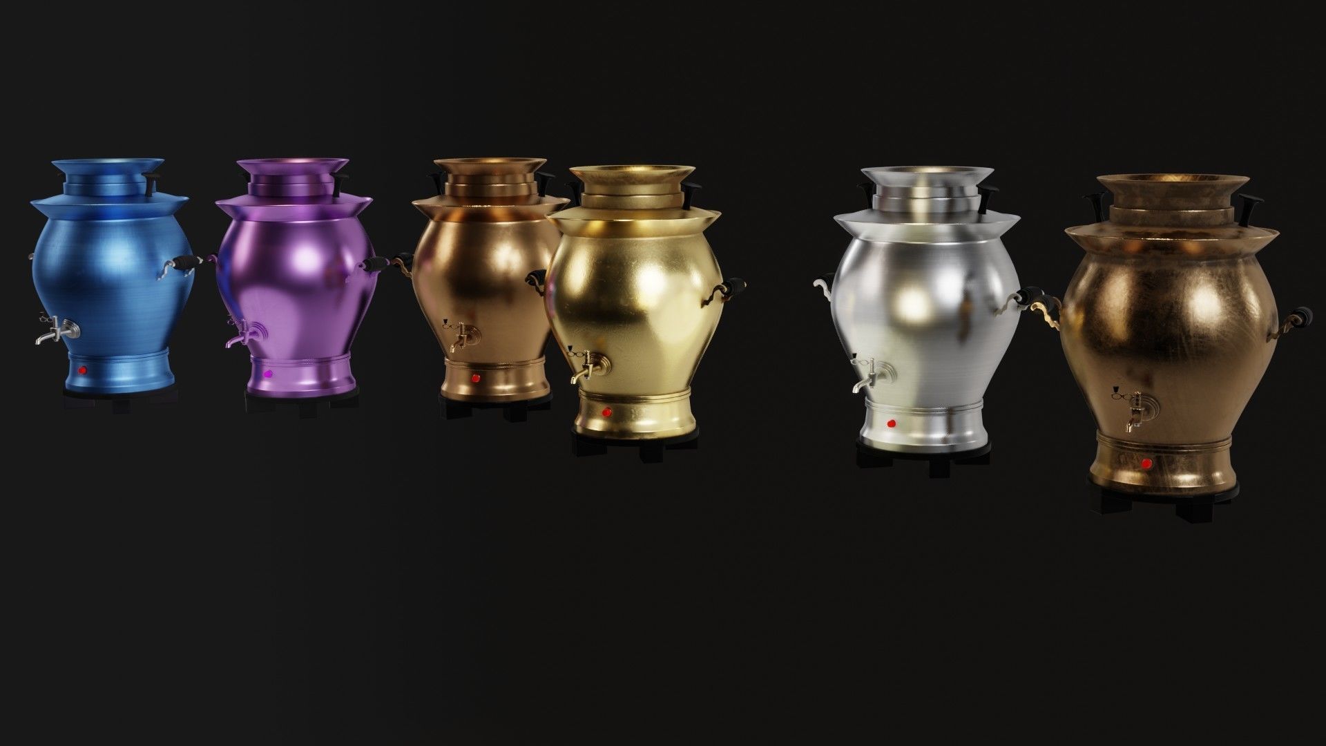 Samovar 2 pack Low-poly 3D model_4