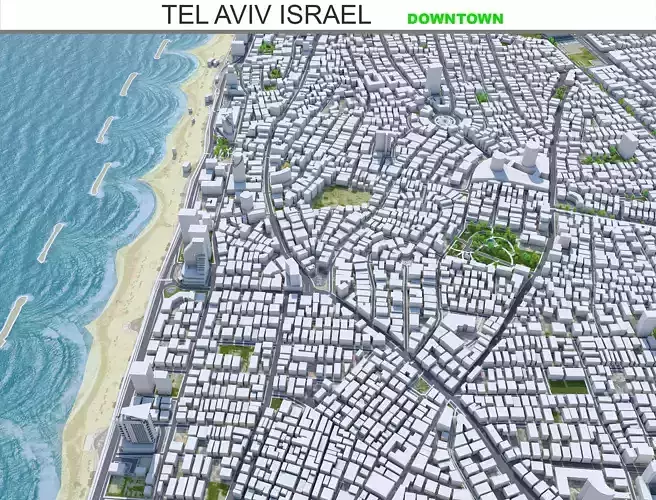 Tel Aviv Downtown Israel Low-poly 3D model
