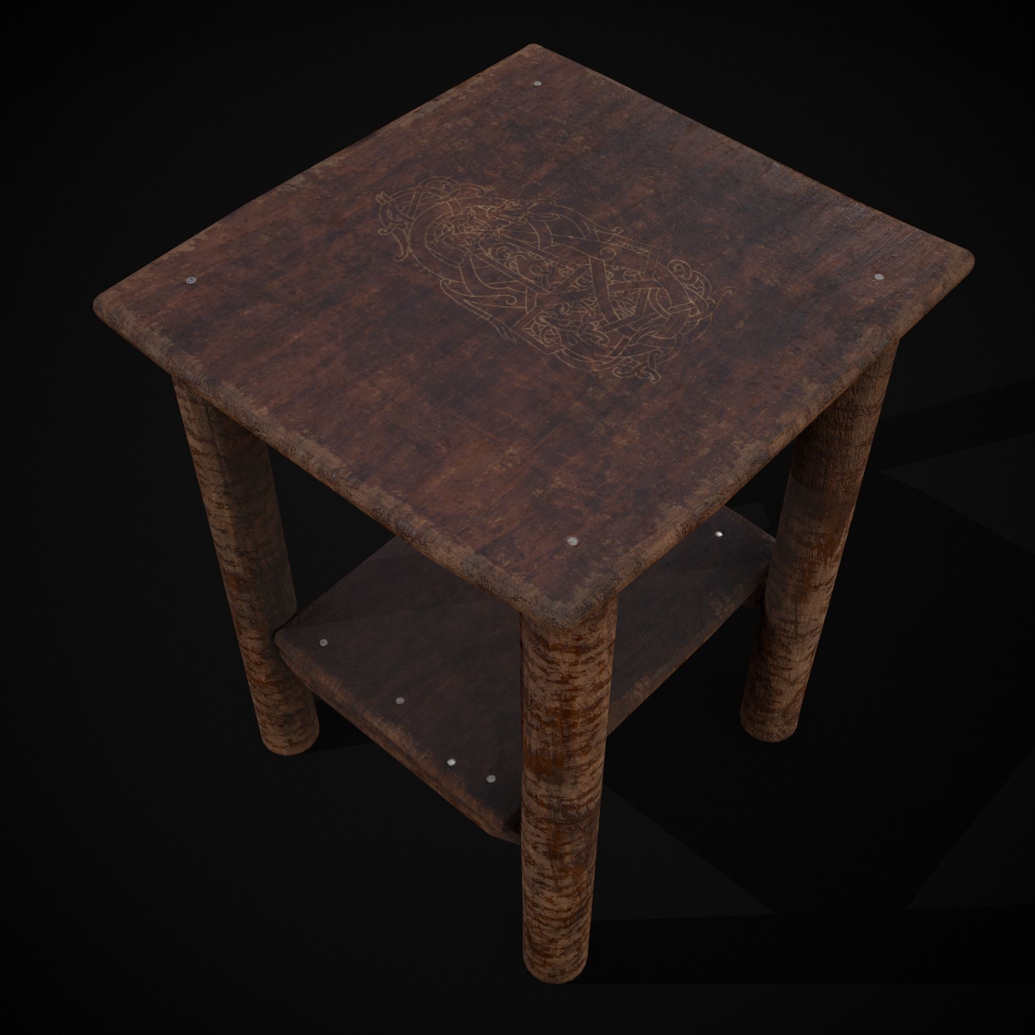 Rustic Simple Bed Side Table Low-poly 3D model_15