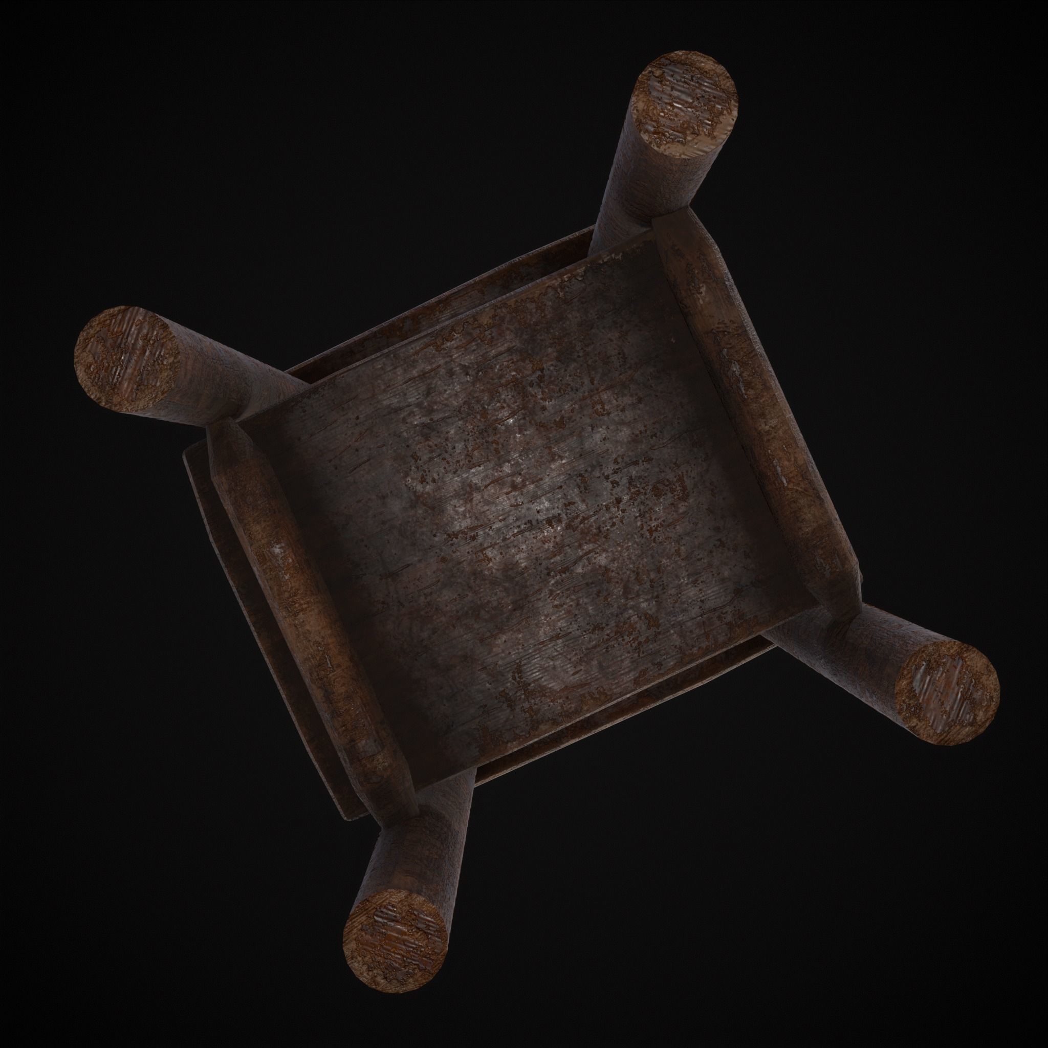 Rustic Simple Bed Side Table Low-poly 3D model_25