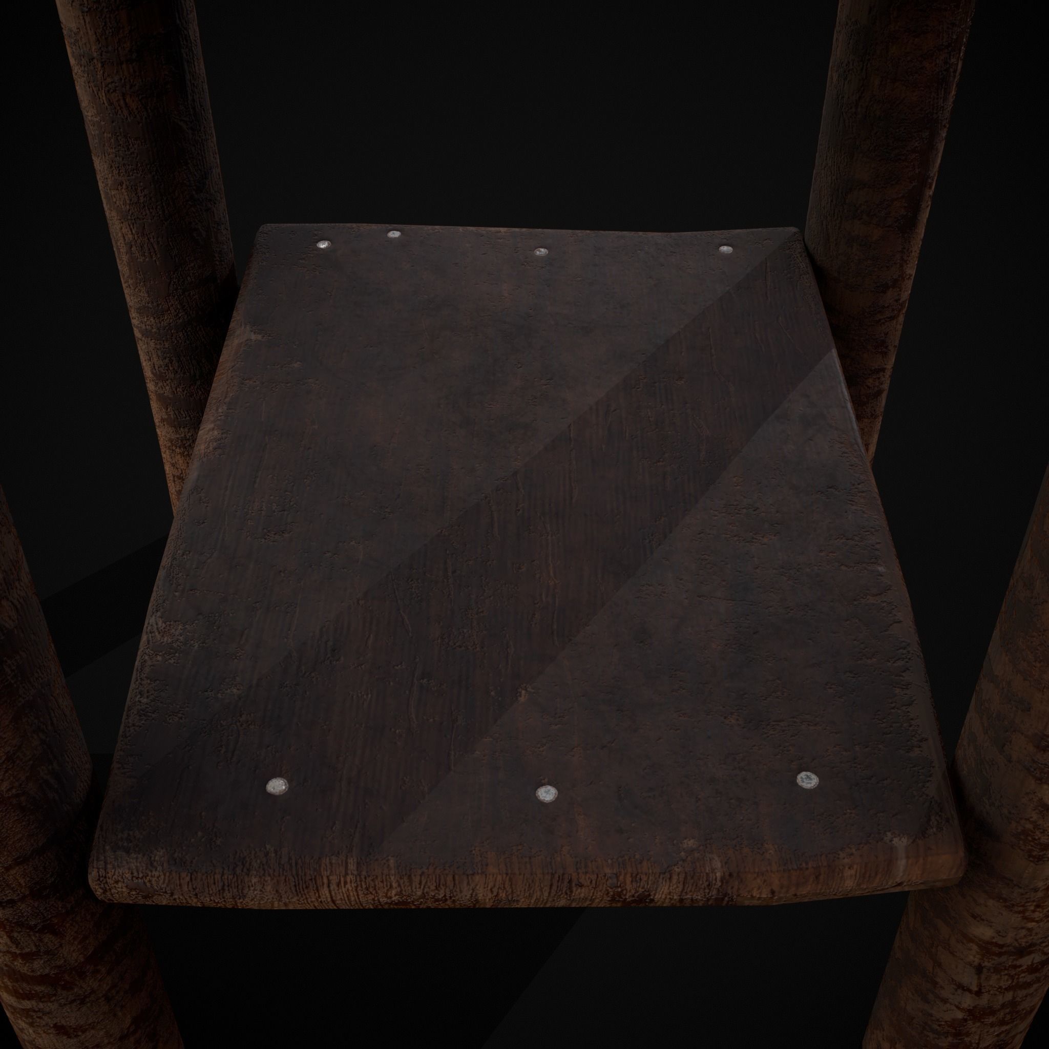 Rustic Simple Bed Side Table Low-poly 3D model_11