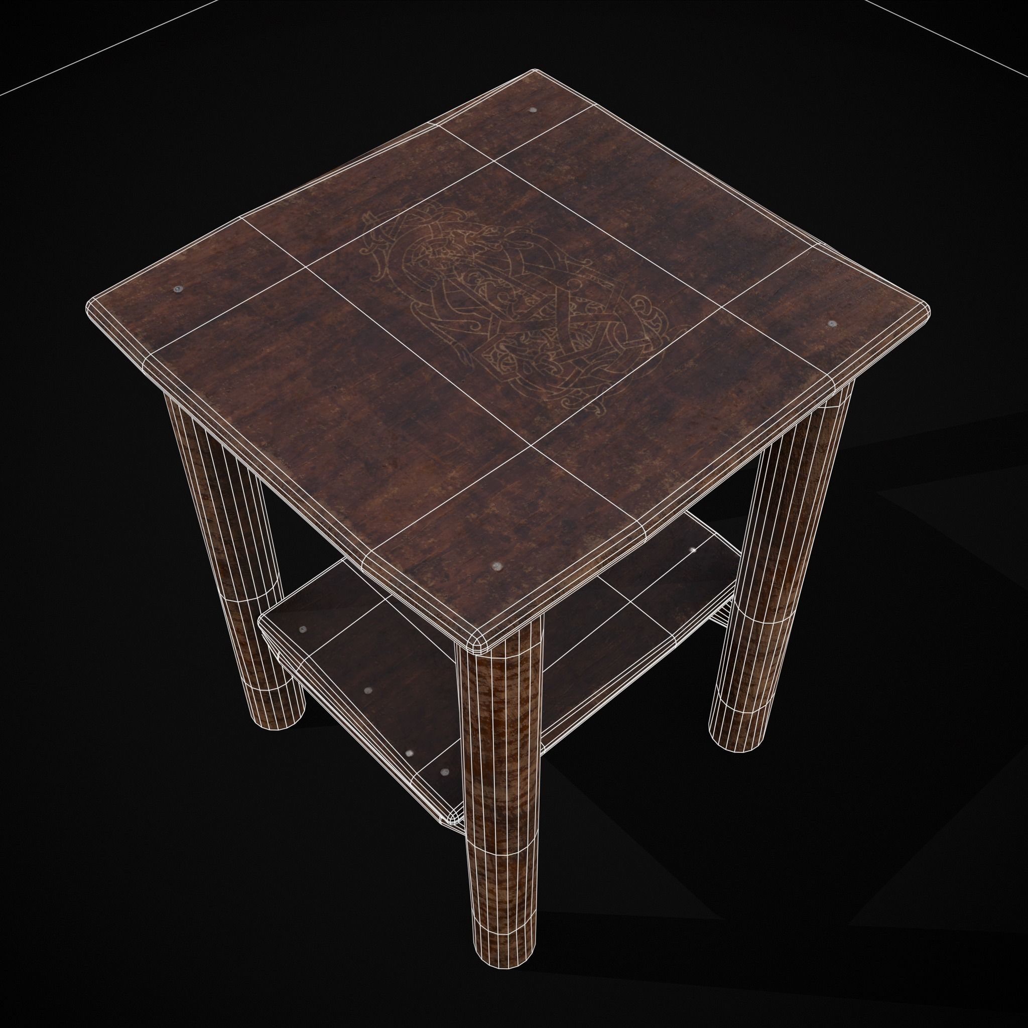 Rustic Simple Bed Side Table Low-poly 3D model_22