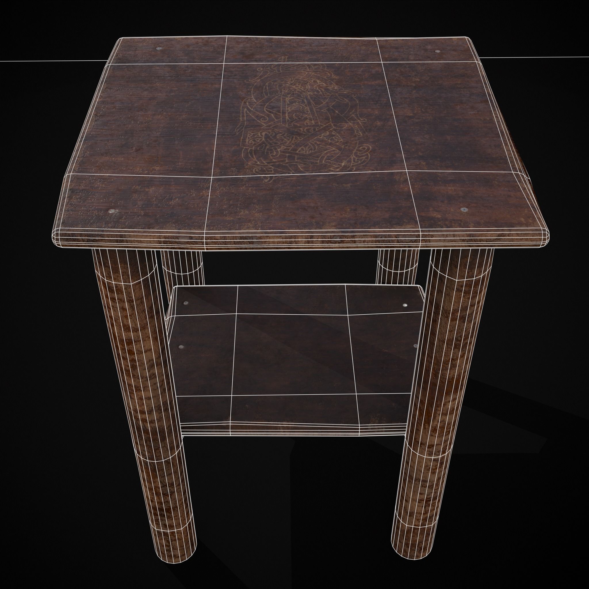 Rustic Simple Bed Side Table Low-poly 3D model_24