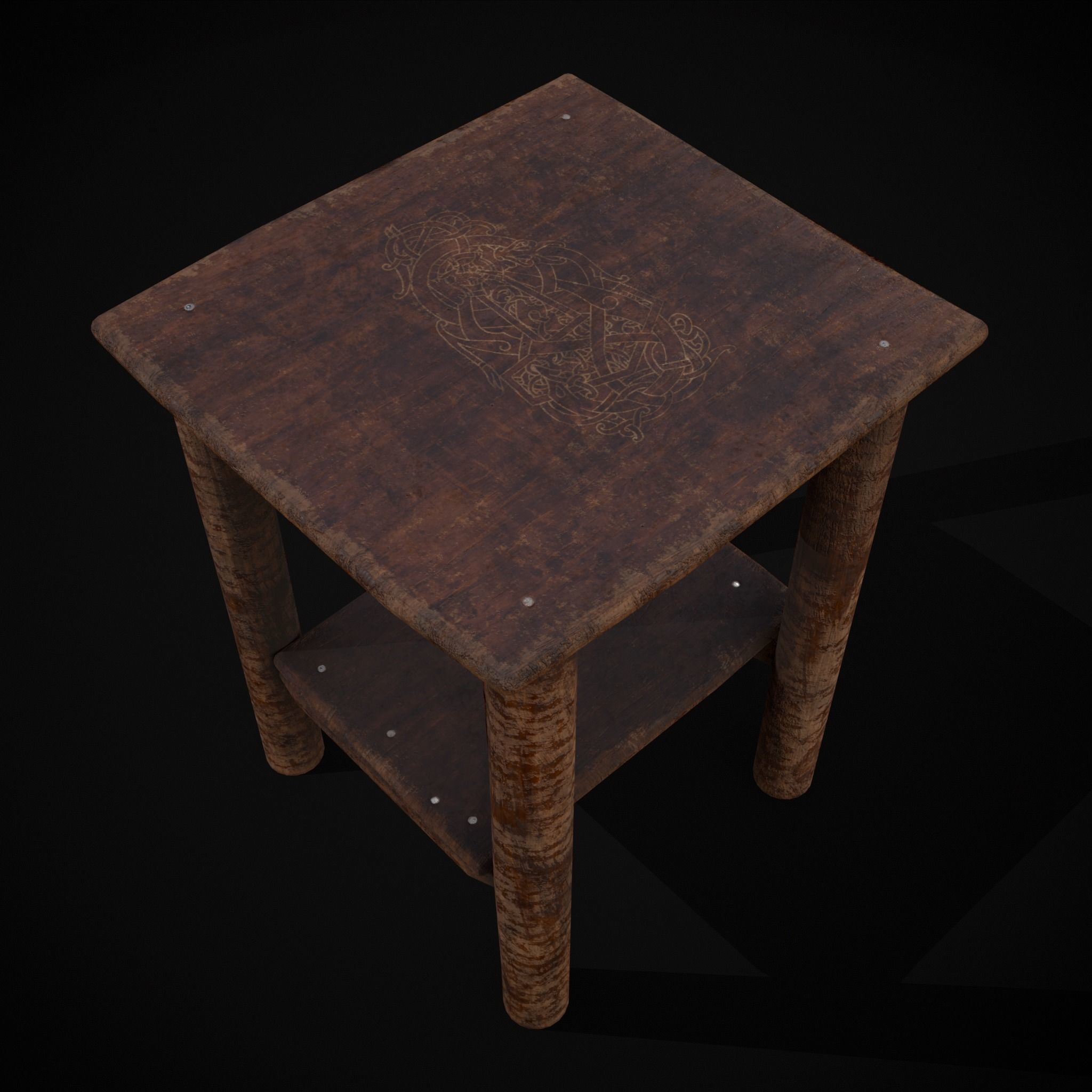 Rustic Simple Bed Side Table Low-poly 3D model_21