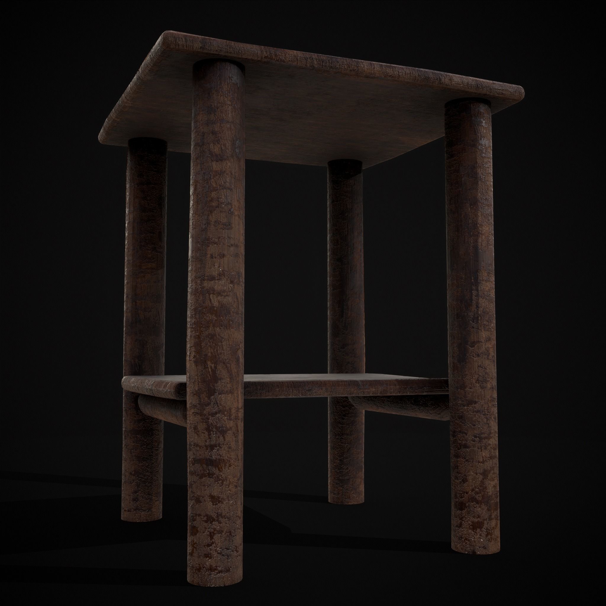 Rustic Simple Bed Side Table Low-poly 3D model_27