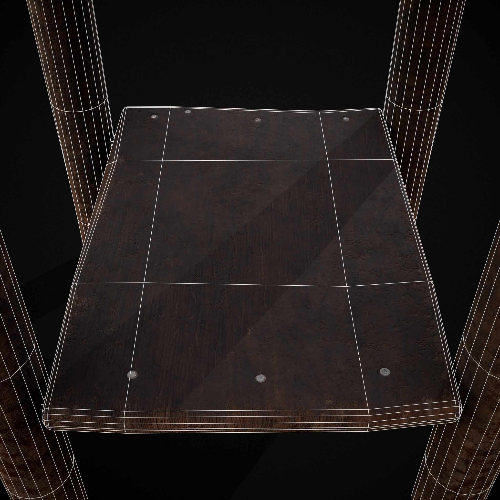 Rustic Simple Bed Side Table Low-poly 3D model_12