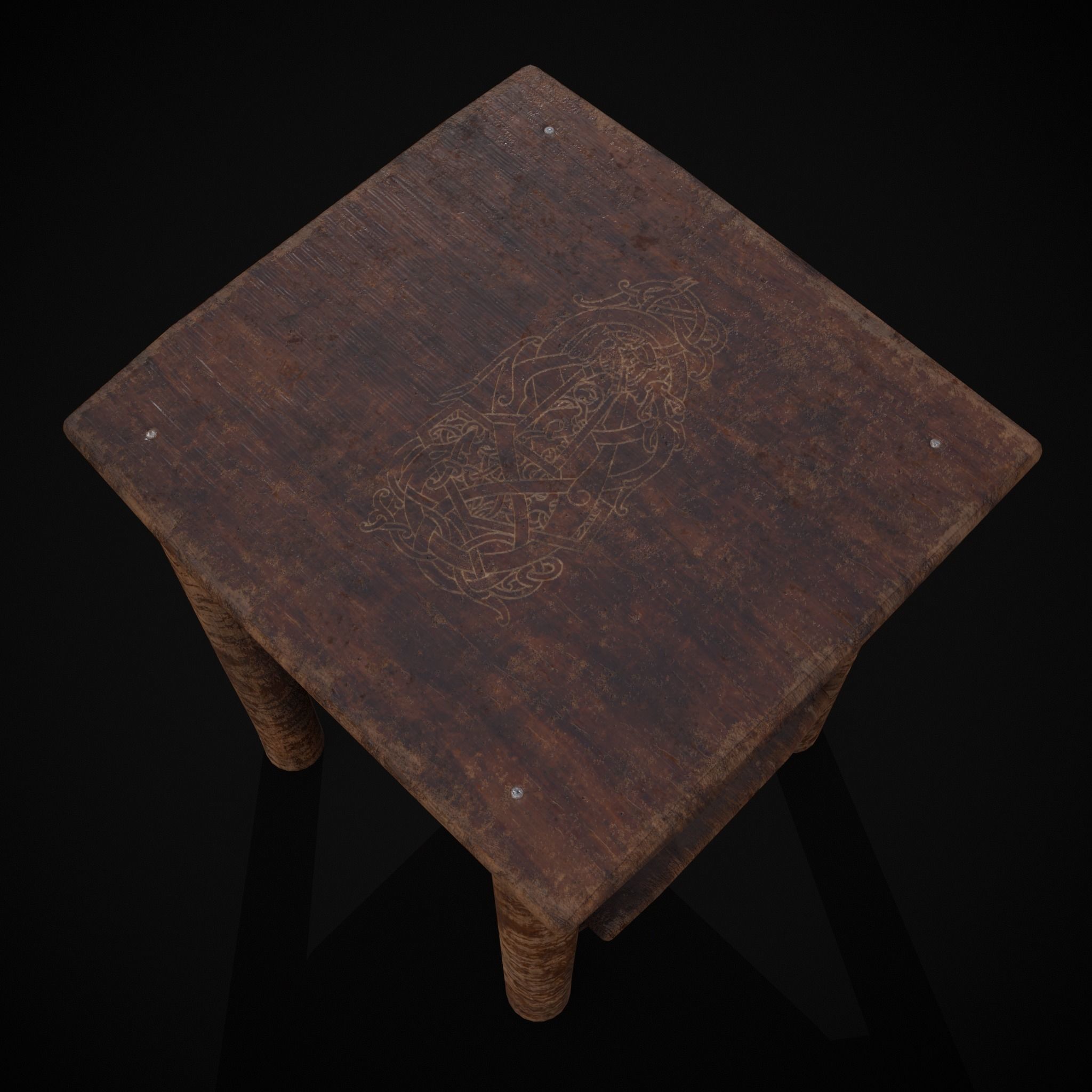 Rustic Simple Bed Side Table Low-poly 3D model_3