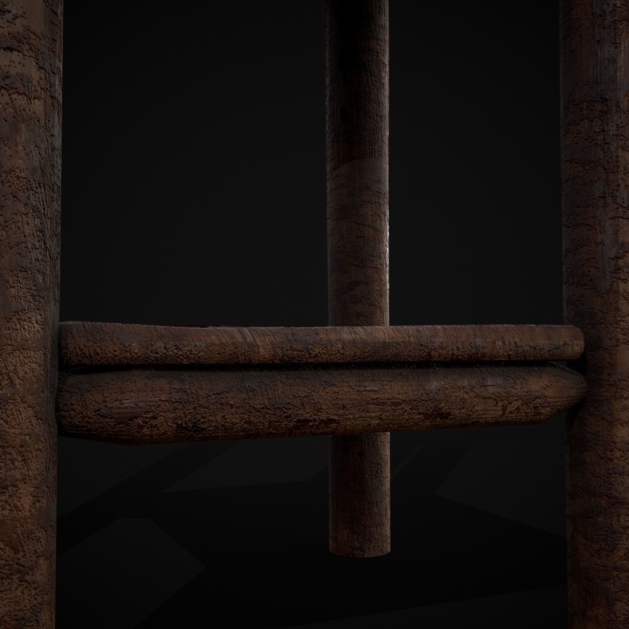 Rustic Simple Bed Side Table Low-poly 3D model_9