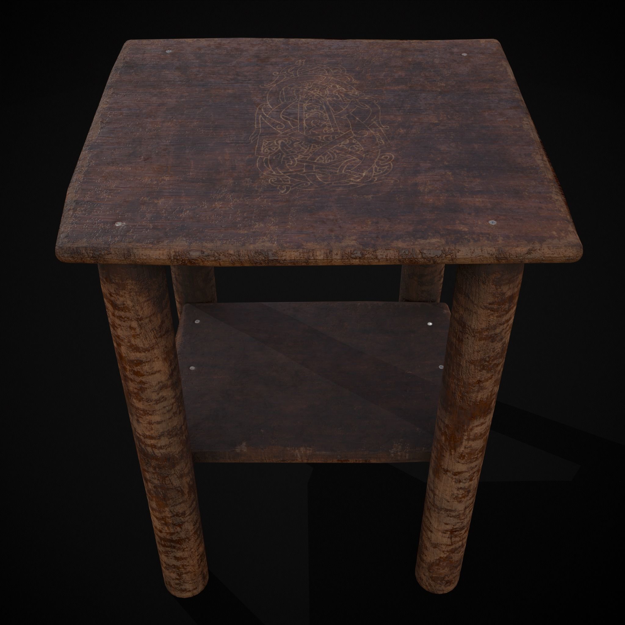 Rustic Simple Bed Side Table Low-poly 3D model_23