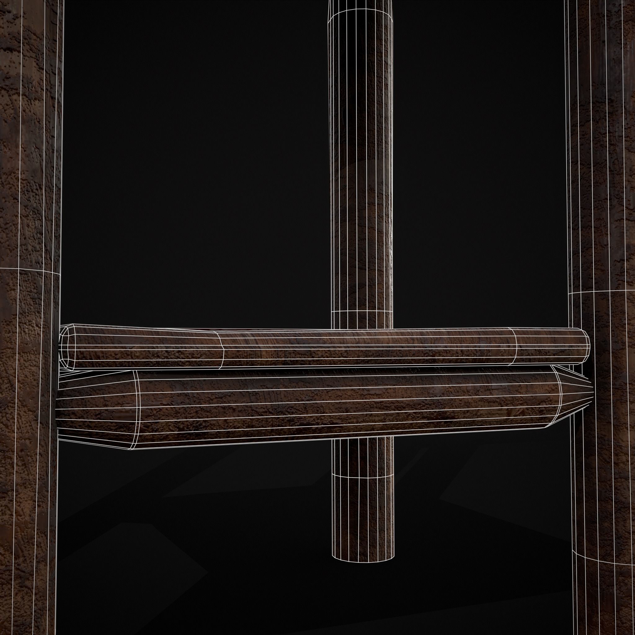 Rustic Simple Bed Side Table Low-poly 3D model_10