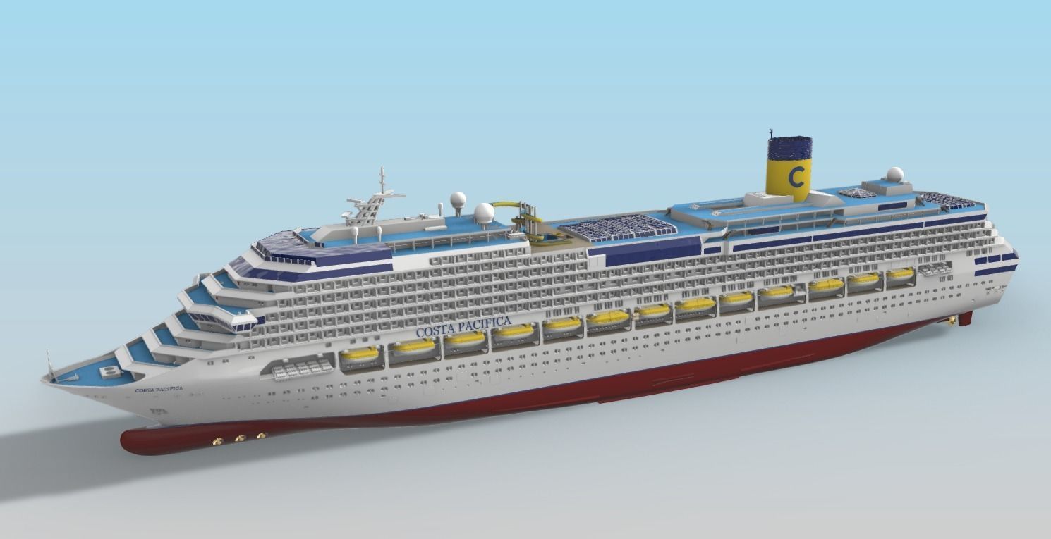 COSTA PACIFICA cruise ship printable model 3D print model_1