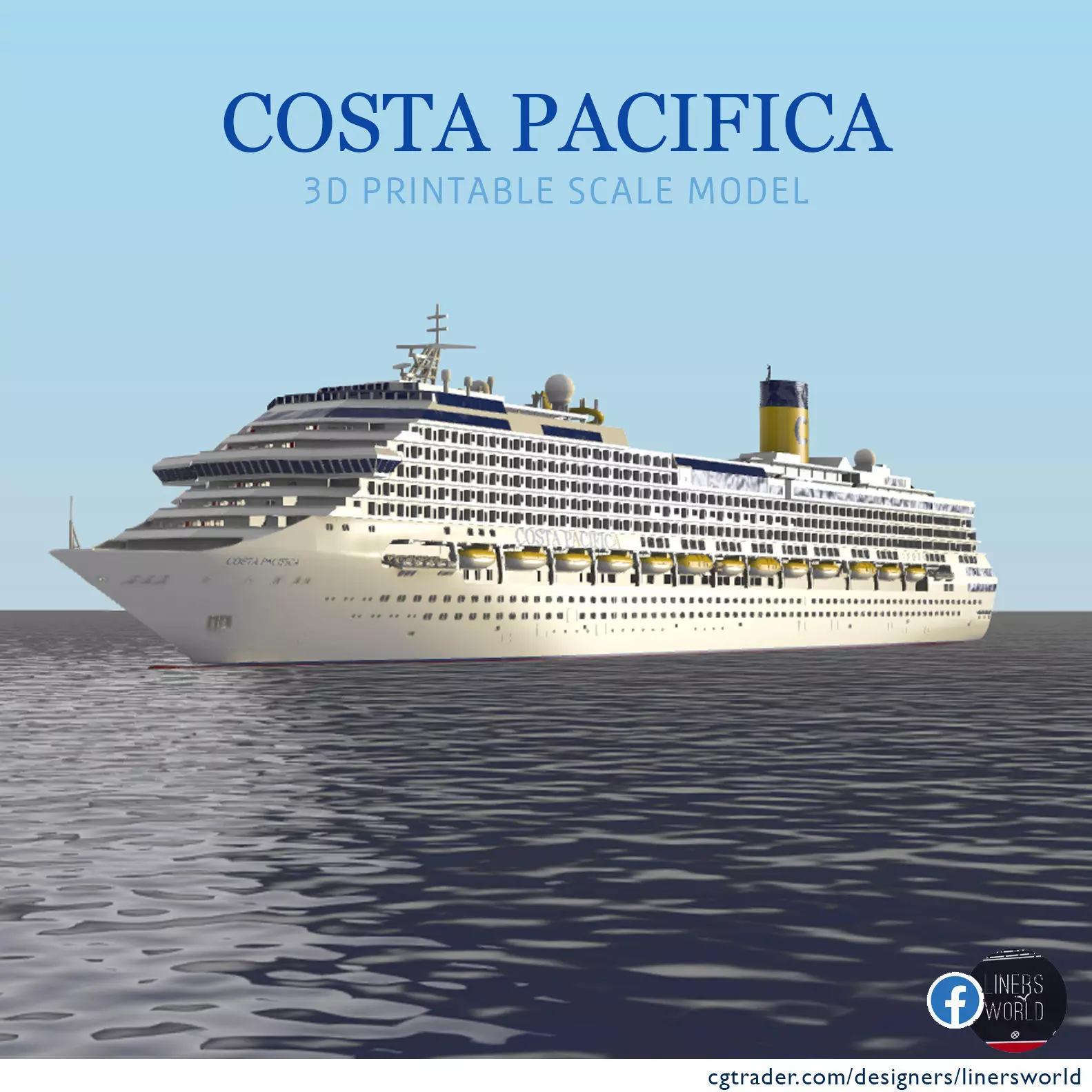 COSTA PACIFICA cruise ship printable model 3D print model_0