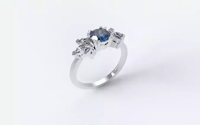 Solitaire with navettes flowers angle set