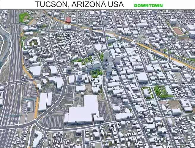 Tucson Downtown Arizona USA Low-poly 3D model