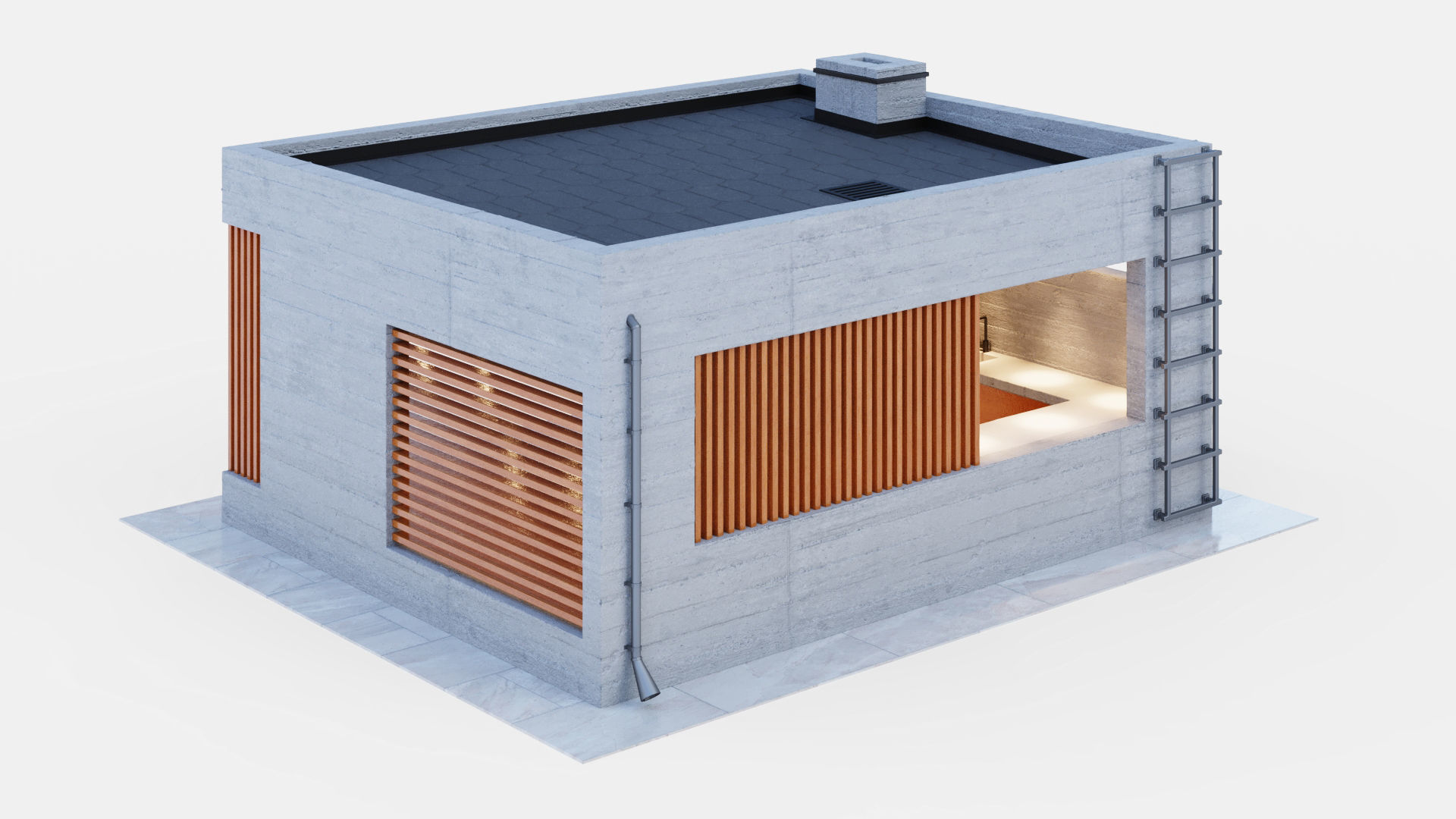 Gazebo with fireplace and summer kitchen 3D model_13