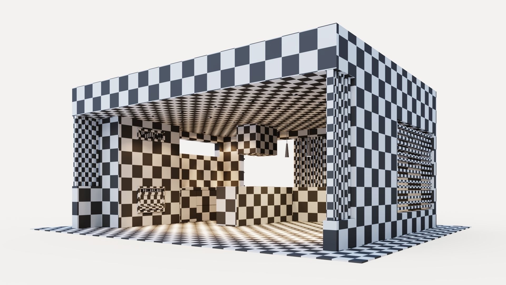 Gazebo with fireplace and summer kitchen 3D model_46