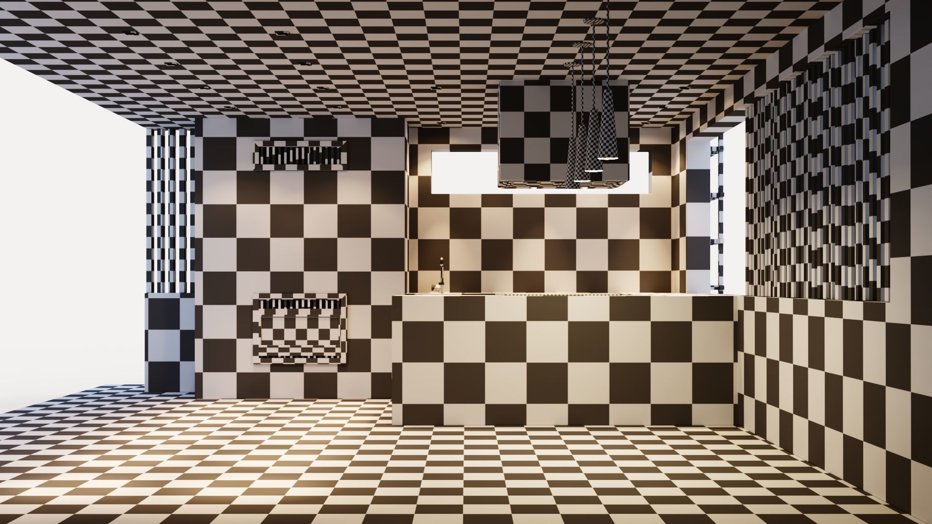 Gazebo with fireplace and summer kitchen 3D model_62