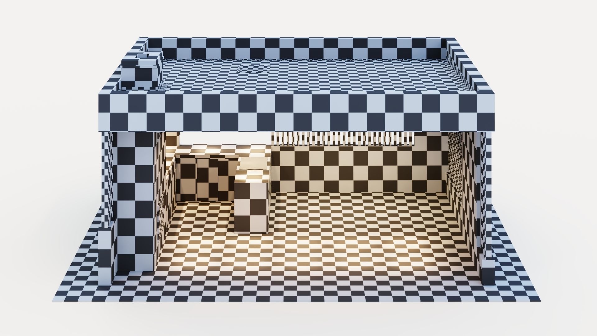 Gazebo with fireplace and summer kitchen 3D model_55