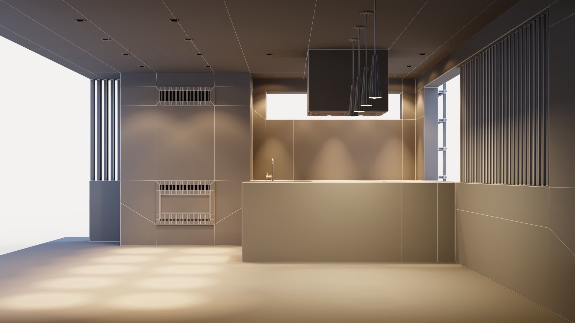 Gazebo with fireplace and summer kitchen 3D model_42