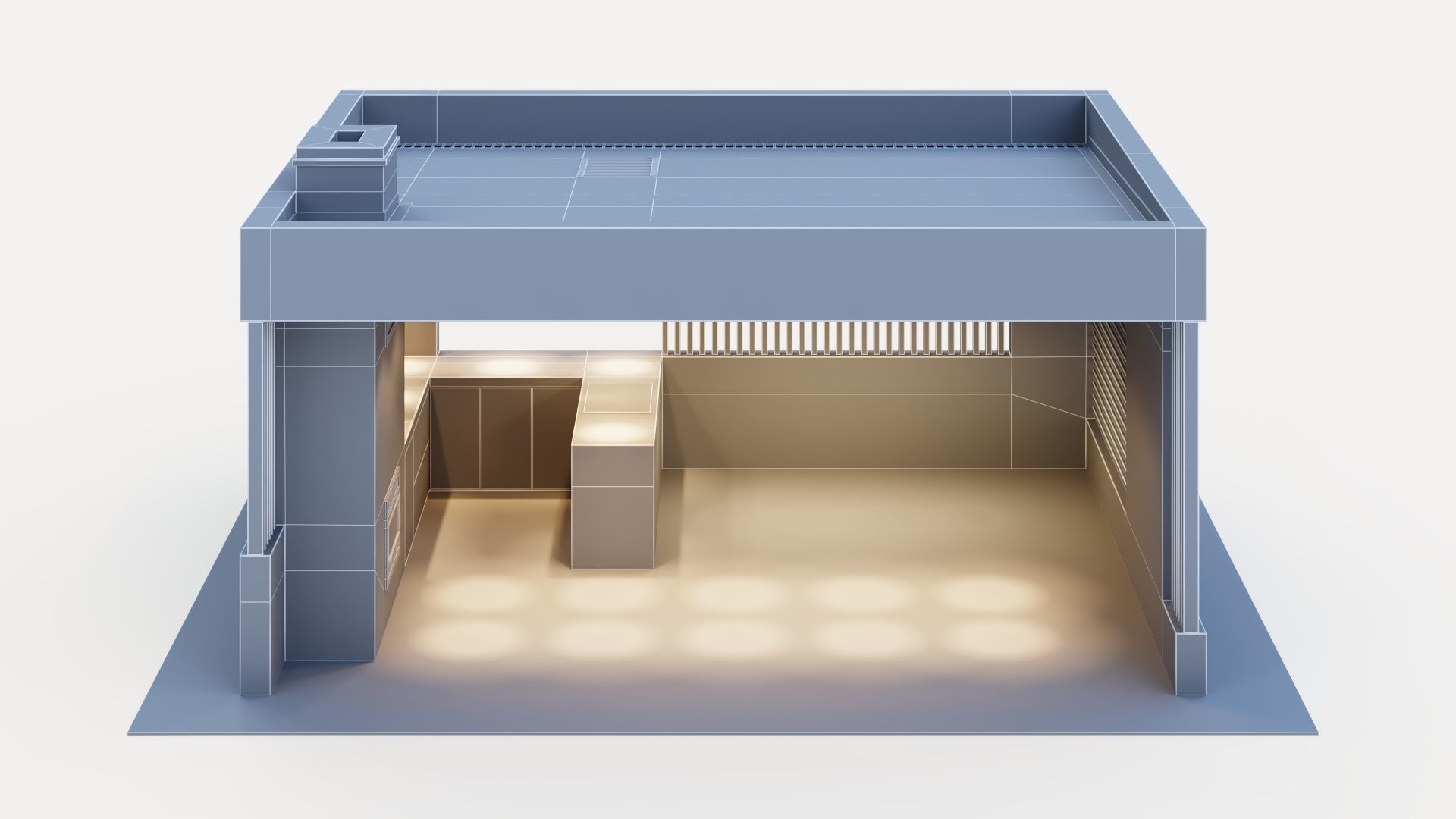 Gazebo with fireplace and summer kitchen 3D model_35
