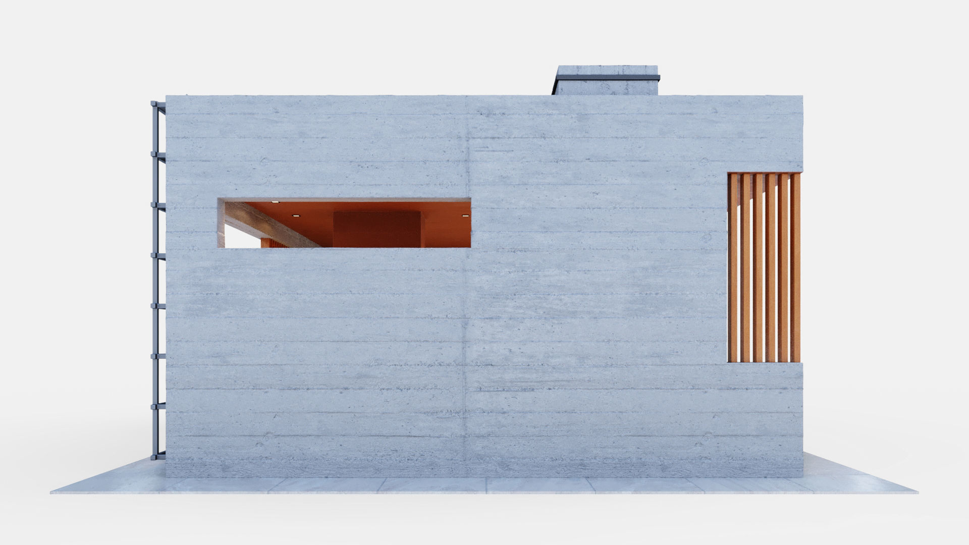 Gazebo with fireplace and summer kitchen 3D model_3