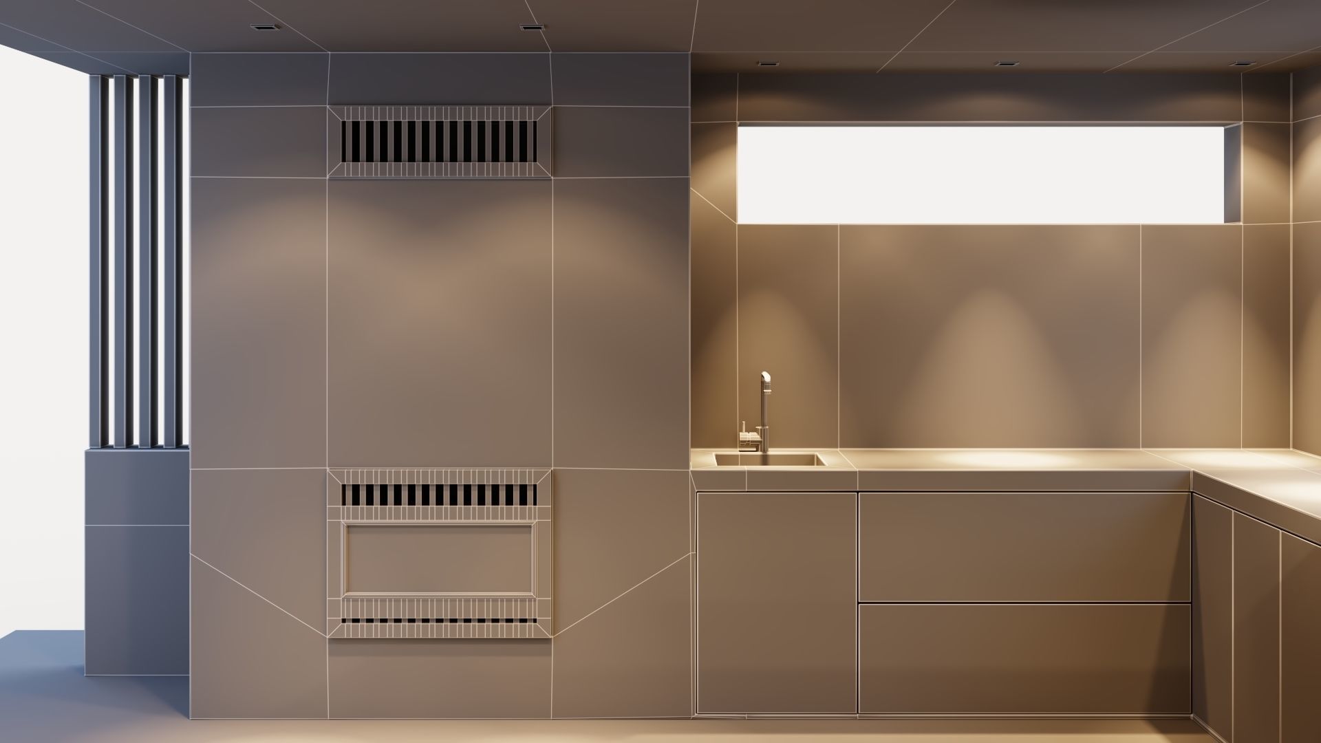 Gazebo with fireplace and summer kitchen 3D model_43