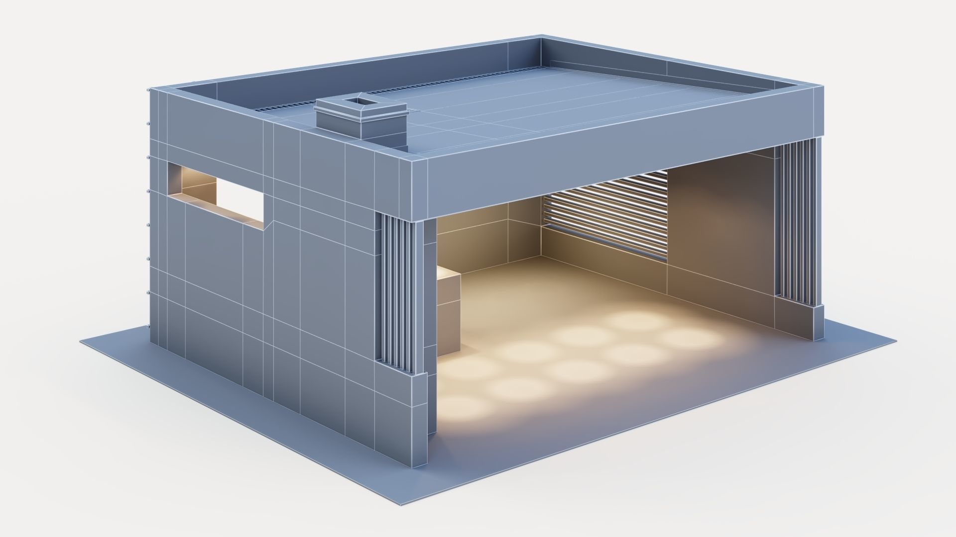 Gazebo with fireplace and summer kitchen 3D model_36