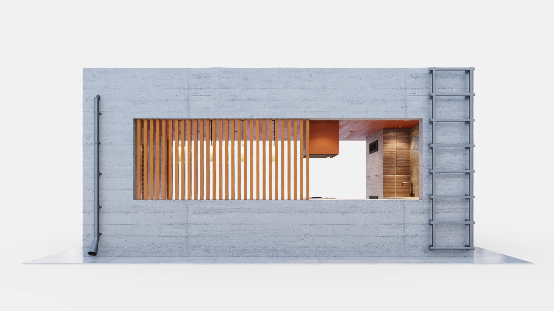 Gazebo with fireplace and summer kitchen 3D model_5