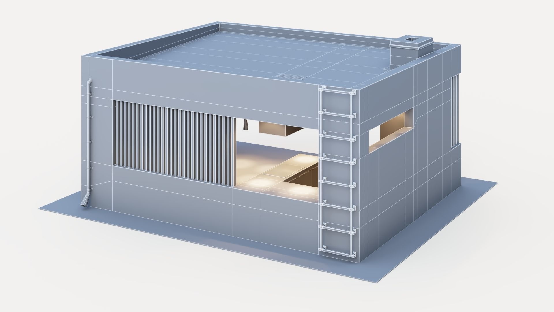 Gazebo with fireplace and summer kitchen 3D model_37