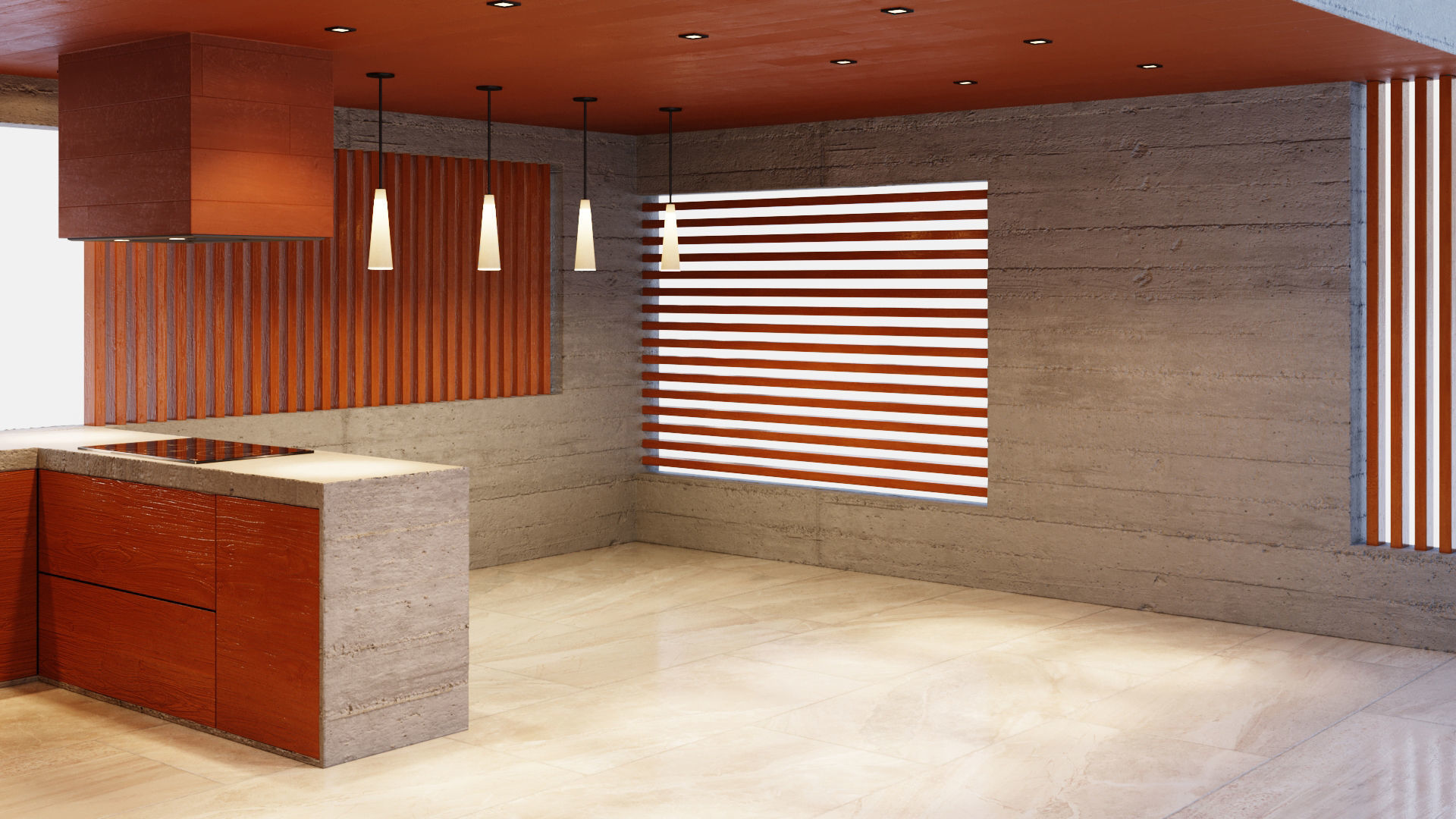 Gazebo with fireplace and summer kitchen 3D model_19