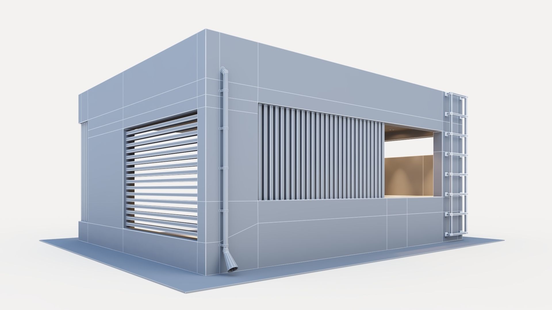 Gazebo with fireplace and summer kitchen 3D model_32