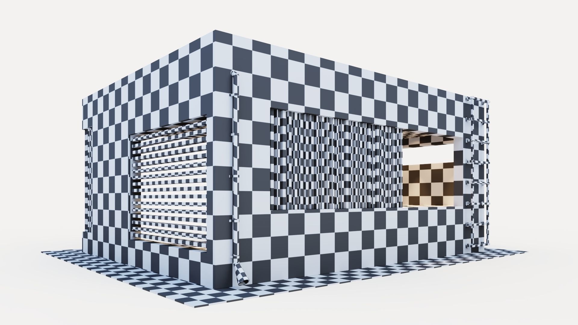 Gazebo with fireplace and summer kitchen 3D model_52