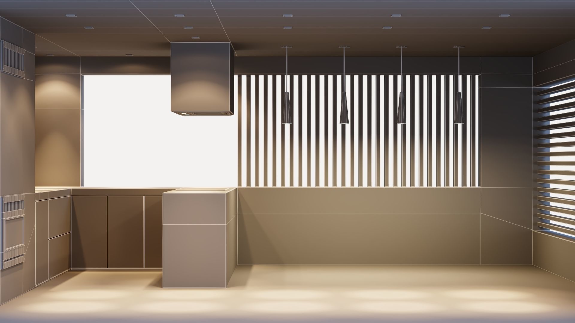 Gazebo with fireplace and summer kitchen 3D model_40