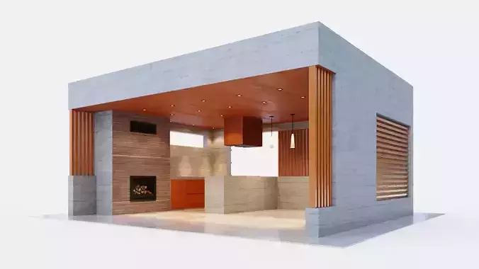 Gazebo with fireplace and summer kitchen