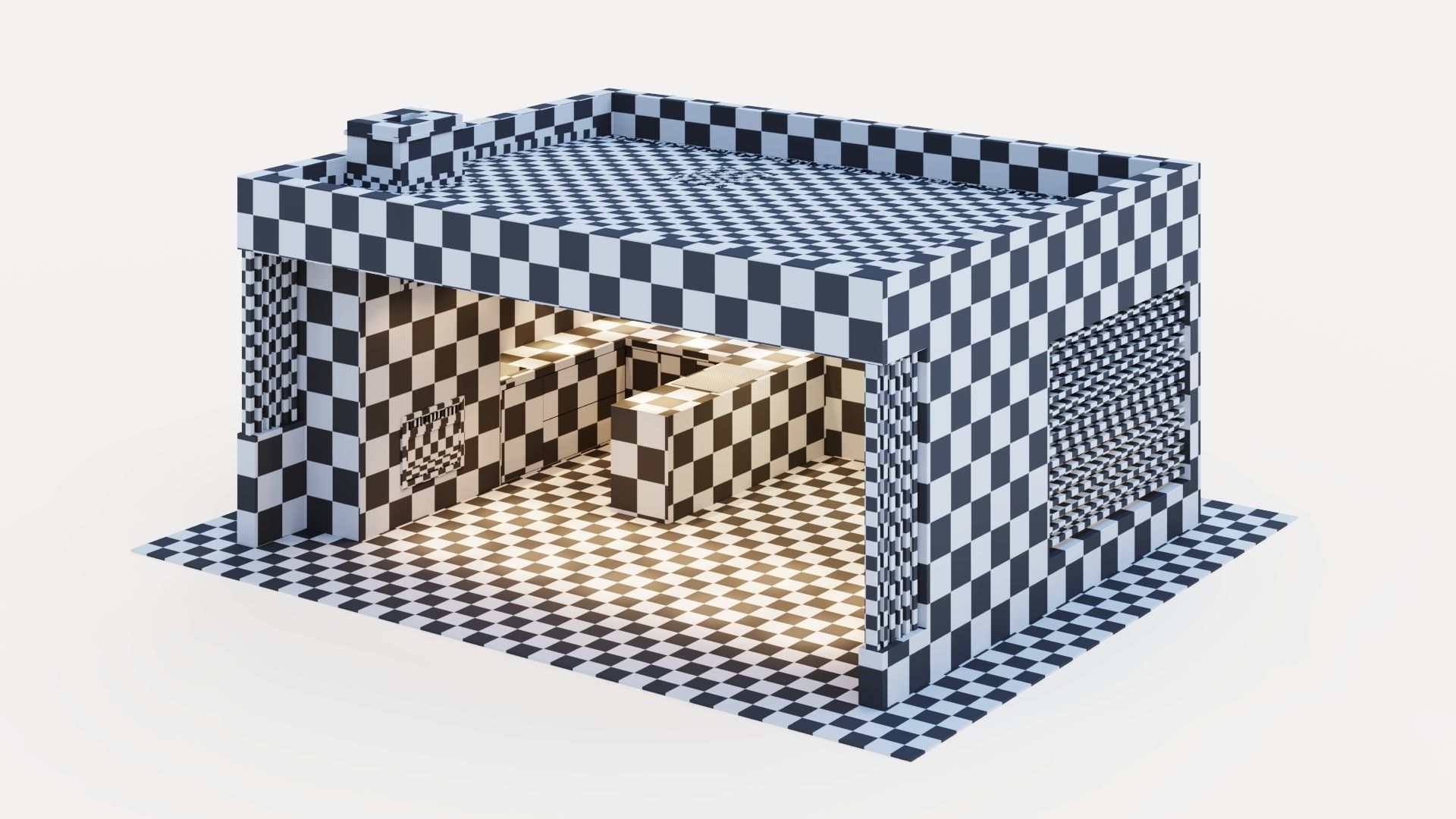 Gazebo with fireplace and summer kitchen 3D model_54